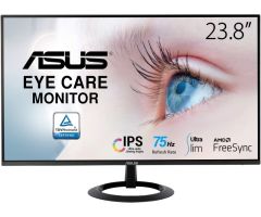 ASUS Eyecare 23.8 inch Full HD LED Backlit IPS Panel with TUV Certified Flicker Free & Low Blue Light UltraSlim Gaming Monitor - VZ24EHE- AMD Free Sync, Response Time: 1 ms, 75 Hz Refresh Rate