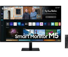 SAMSUNG M5 27 inch Full HD VA Panel with embedded TV Apps, PC-less productivity with Samsung DeX, Office 365, Google Duo app, and IoT Hub, Built-in Speakers, Ultrawide Game View Smart Monitor - LS27BM500EWXXL- Response Time: 4 ms, 60 Hz Refresh Rate