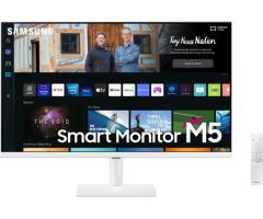SAMSUNG M5 27 inch Full HD VA Panel with embedded TV Apps, PC-less productivity with Samsung DeX, Office 365, Google Duo app, and IoT Hub, Built-in Speakers, Ultrawide Game View Smart Monitor - LS27BM501EWXXL- Response Time: 4 ms, 60 Hz Refresh Rate