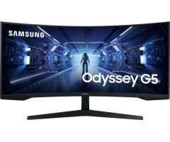 SAMSUNG Odyssey G5 1000R 34 inch Curved WQHD VA Panel with HDR 10, Game Style UI, Borderless UltraWide Gaming Monitor - LC34G55TWWWXXL- AMD Free Sync, Response Time: 1 ms, 165 Hz Refresh Rate