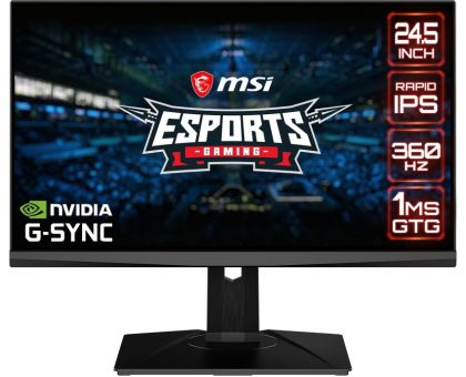 MSI 24.5 Inch Full HD IPS Panel with Adjustable Stand, Frameless Design, Anti-Flicker and Less Blue Light, Ultra Low Motion Blur Extreme Gaming Monitor - Oculux NXG253R- NVIDIA G Sync, Response Time: 1 ms, 360 Hz Refresh Rate