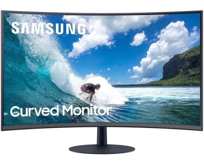 SAMSUNG 27 inch Curved Full HD LED Backlit VA Panel 1000R, Inbuilt Speakers, DP, HDMI, Audio in, Headphone Ports, Bezel Less Design Monitor - LC27T550FDWXXL- Frameless, AMD Free Sync, Response Time: 4 ms, 75 Hz Refresh Rate