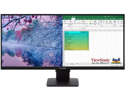 ViewSonic VA Series 34 inch WQHD LED Backlit IPS Panel Frameless, Ultra-wide display, Height Adjustment, Dual Speakers Monitor - VA3456-mhdj- AMD Free Sync, Response Time: 4 ms, 75 Hz Refresh Rate