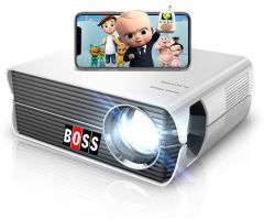 BOSS S34 | 3840 x 2160 Ultra HD 6000 Lumens Display | Contrast Ratio 8000:1 - 6000 lm Portable Projector- White