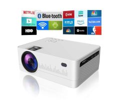 IBS ANDROID 9.0 WIFI YOUTUBE NETFLIX HD LED 3D Projector 5000 Lumens, HDMI USB VGA AV, 1280*720P BLUETOOTH HIGH DEFINATION 3D VIEW - 3500 lm Portable Projector- Silver