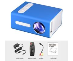 IBS BEST QUALITY T 300 LED Projector Mini Portable Projection Device with Short-Focus Optical Len TFT LCD Display 1920*1080 Resolution AV USB TF - 3500 lm / Remote Controller Portable Projector- Blue