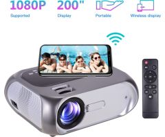IBS HD 1080P Smart Home Theater Projector Multimedia Multi-Screen Interactive - 5000 lm Portable Projector- Grey