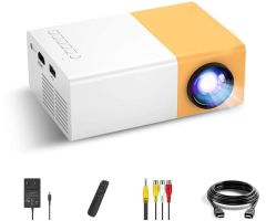 IBS UC 500 PROJECTOR, 400LM Portable Mini Home Theater LED Projector with Remote Controller, Support HDMI, AV, SD, USB Interfaces - 400 lm / Wireless / Remote Controller Portable Projector- yellow white