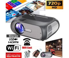 IBS WIFI YOUTUBE 1080P HD Portable Home Theater Video Game ,HDMI USB Movie Beamer - 4000 lm / Wireless Portable Projector- GLOSSY GREY