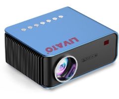 Livato T4 WiFi Mini LCD HD 1024P Home Theater Projector Built-in YouTube Led Portable - 4000 lm / 1 Speaker / Wireless / Remote Controller Portable Projector- Blue