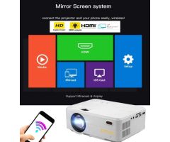 Omex M9 WI-FI Miracast, Airplay 1280P HD Smart LED Video Projector 2200 Lumens - 2200 lm / 2 Speaker / Wireless / Remote Controller Portable Projector- White