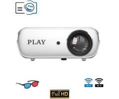 PLAY Native Full HD 150'' 4K Projector Compatible Phone HDMI USB AV Fire Stick PS5 - 5000 lm / Wireless / Remote Controller Portable Projector- White
