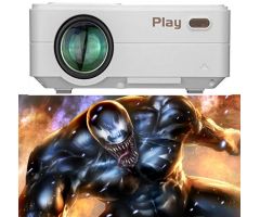 PLAY New 1080P High Definition Projector High Brightness - 3500 lm / Remote Controller Portable Projector- White