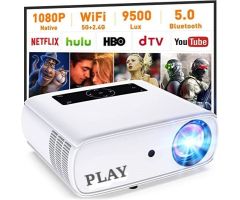 PLAY Newly Launched MP8 Model Portable Native Full HD LED 5G WiFi Android 2K 4K 3840 x 2160P Projector with fast processor technology by Advance Projector - 7500 lm / Wireless / Remote Controller Portable Projector- White