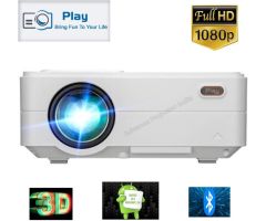 PLAY PP10A New Android 6.0 Advance Technology High Definition Smart Projector - 3500 lm / Wireless / Remote Controller Portable Projector- White