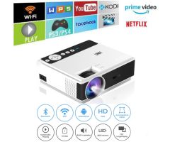 UNIY ANDROID 9.0 WIFI YOUTUBE NETFLIX HD LED 3D Projector 3000 Lumens, HDMI USB VGA AV, 1280*720P BLUETOOTH HIGH DEFINITION 3D VIEW - 3000 lm / Remote Controller Portable Projector- White