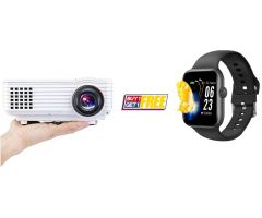 ZuZu Portable Multimedia Smart LED Projector & Bluetooth Smartwatch - 2200 lm / 2 Speaker / Wireless / Remote Controller Portable Projector- White