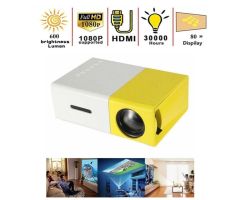 ZVR LED Projector Portable Mini 600 lm Support 3.5mm Audio, HDMI, USB & TF Card Slot - 600 lm Portable Projector- Yellow