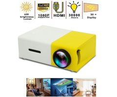 ZVR Mini Portable LED Projector 600 lm Support 3.5mm Audio, HDMI, USB & TF Card Slot - 600 lm Portable Projector- Yellow