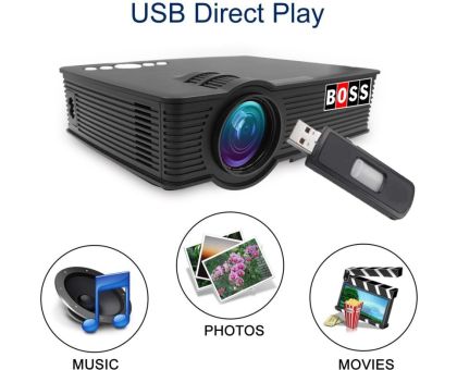 BOSS S22A | Android 6 | 3D Full HD 1980 x 1080p | Contrast 4000 : 1 | 2100 Lumens - 2100 lm Portable Projector- Black