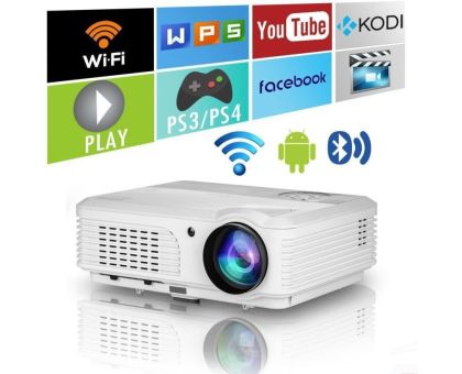IBS ANDROID 6.0 YOUTUBE NETFLIX HD LED 3D Projector 5000 Lumens, HDMI USB VGA AV, 1280*720P - 5000 lm Portable Projector- Silver
