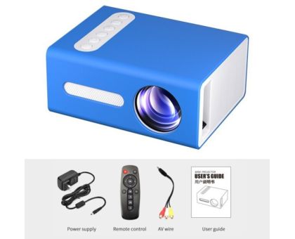 IBS BEST QUALITY T 300 LED Projector Mini Portable Projection Device with Short-Focus Optical Len TFT LCD Display 1920*1080 Resolution AV USB TF - 3500 lm / Remote Controller Portable Projector- Blue