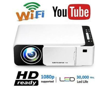 IBS BEST QUALITY T6 WIFI LED Projector 1080p Full HD with Built-in YouTube - Supports Wifi, HDMI,VGA,AV IN,USB, Miracast - Mini Portable 4700 lm LCD4700 lm LED - 4700 lm / Wireless / Remote Controller Portable Projector- White