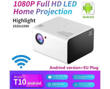 IBS SMART ANDROID 9.0 WIFI YOUTUBE NETFLIX HD 3D HDMI USB VGA AV, 1280*720P - 5000 lm / Wireless / Remote Controller Portable Projector- MATE WHITE