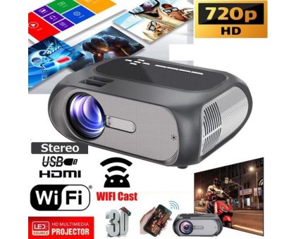 IBS WIFI YOUTUBE 1080P HD Portable Home Theater Video Game ,HDMI USB Movie Beamer - 4000 lm / Wireless Portable Projector- GLOSSY GREY