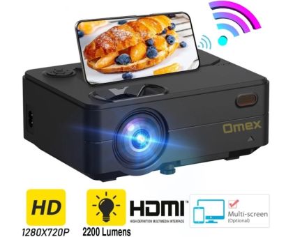 Omex M9 WI-FI Miracast 1280P HD Smart Home Theater LED Video Projector - 2200 lm / 2 Speaker / Wireless / Remote Controller Portable Projector- Black