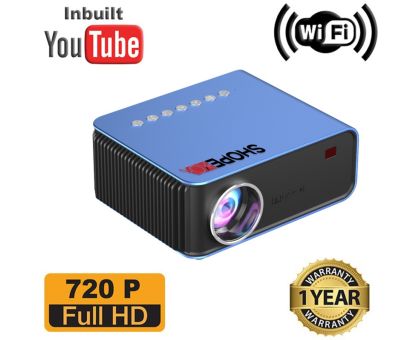 Shopexo T4 UC68 Wifi LCD HD 1024P - 4000 lm / 1 Speaker / Wireless / Remote Controller Portable Projector- Blue