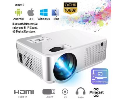TOTAL LIMITED STOCK BEST QUALITY LED Video Projector for Children TV Movie, Party Game - 1500 lm Portable Projector- Silver