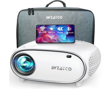 WZATCO W6 Polar Native 1080P Android9 LED Cinema 660ANSI with Bag - 6900 lm / 2 Speaker / Wireless / Remote Controller Projector- White