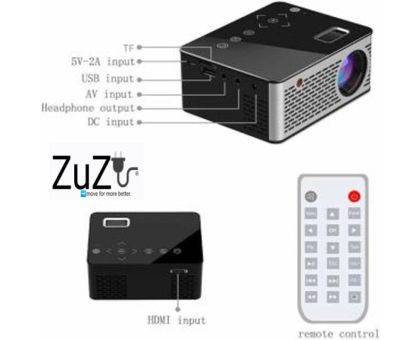 ZuZu 3D Holographic Display Air Fan WiFi Connectivity & Smart Touch Tv projector - 1000 lm / Wireless / Remote Controller Portable Projector- Black
