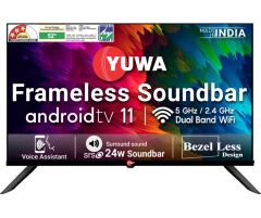 Yuwa Frameless In-built 24w Soundbar 80 cm 32 inch  Ready LED Smart Android TV - Y-32S-FL-SB