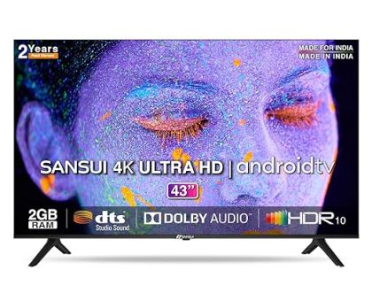 SANSUI JSW43ASUHD 109 cm 43 inches 4K Ultra HD Certified Android LED TV Mystique Black